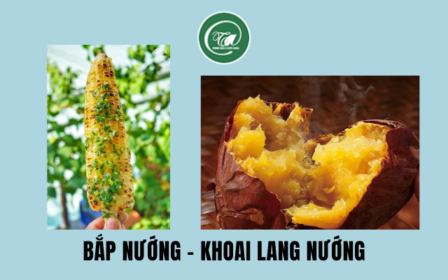 Bắp nướng - Khoai lang nướng thơm lừng