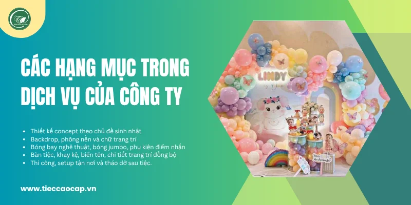 Các hạng mục trong gói dịch vụ của Tiệc Cao Cấp Trọng Ân